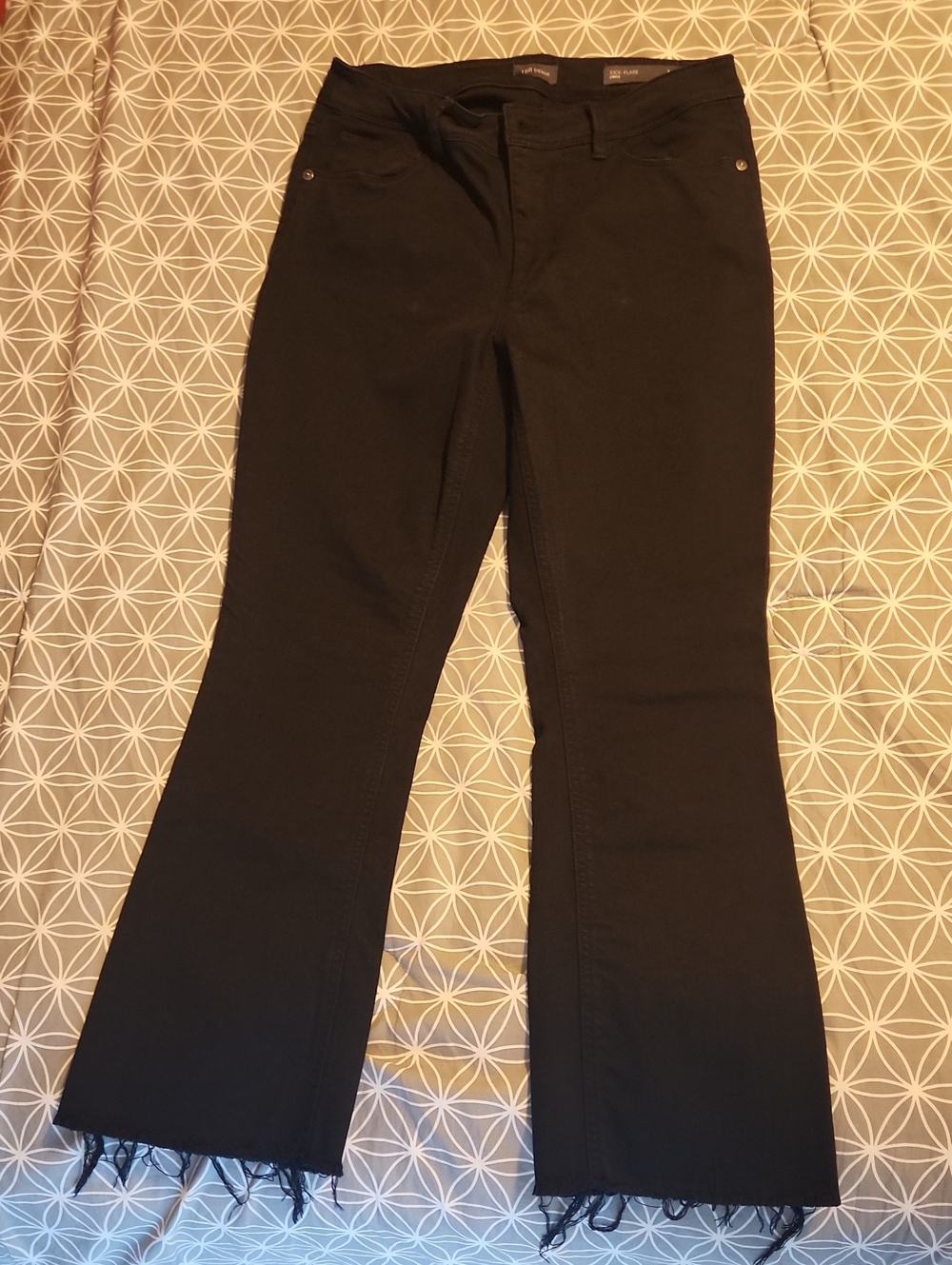 J. Jill Black Flared Jeans with Frayed Hem
